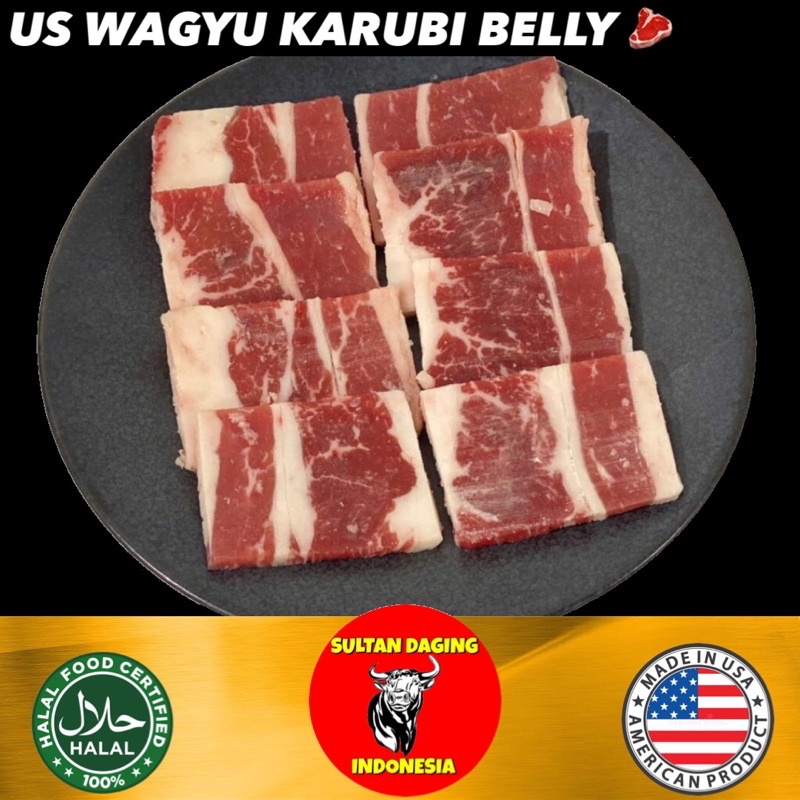 WAGYU KARUBI BELLY ANGUS PRIME 500 GRAM IMPORT DARI USA/ KARUBI 3MM/WAGYU KARUBI/KARUBI WAGYU/ WAGYU
