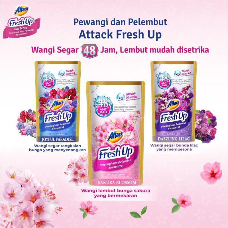 Attack Pelembut & Pewangi Pakaian - Fresh Up Softener Sakura Blossom 680 mL