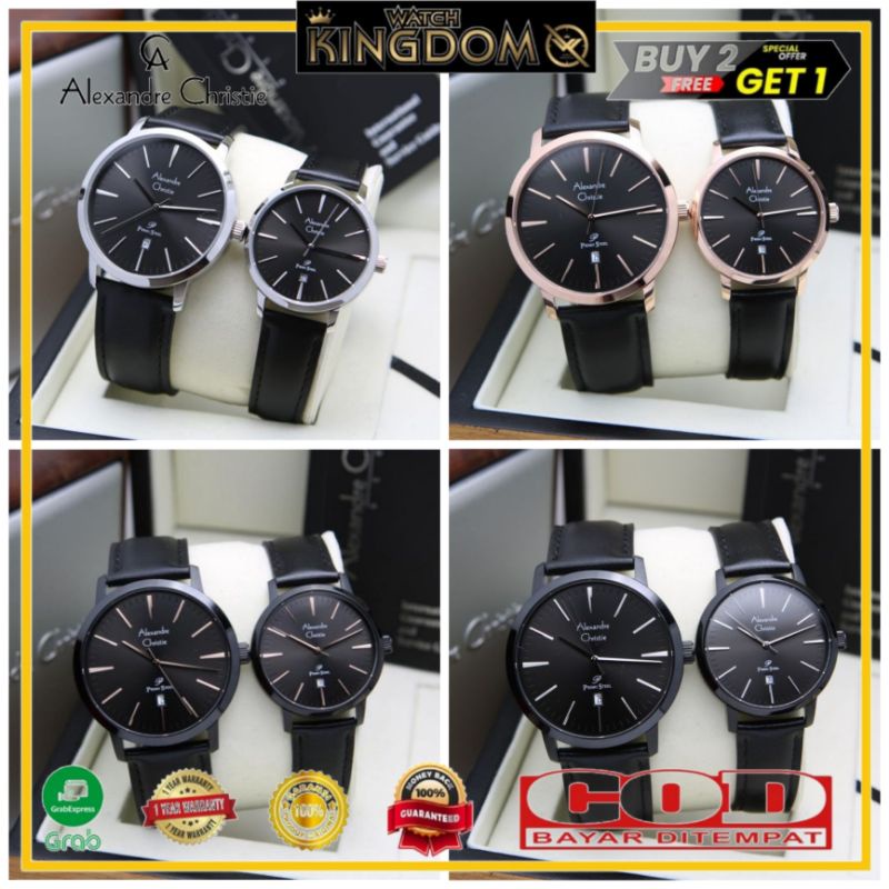 Terbaru Jamtangan couple harga satuan Alexandre christie AC 1028 / 1028 / AC1028 Strap leather Origi