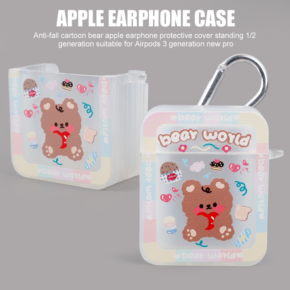 1 Pc Soft Case TPU Motif Kartun Beruang Shockproof Anti Jatuh Untuk Earphone Wireless