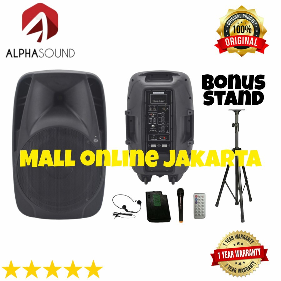 Speaker aktif 15 inch portable alphasound as115 ap 716 wireless as 115