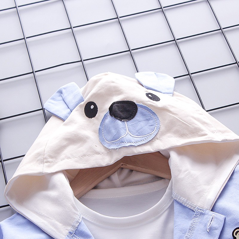 Setelan jaket hoodie anak bayi Barebear VS14 Baju anak laki laki 3in1