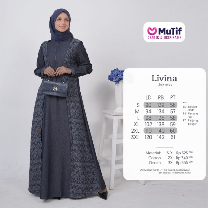 COUPLE MUTIF RAIZE - LIVINA NAVY DARK DENIM KOKO RAIZE GAMIS LIVINA DENIM