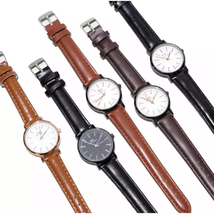 Jam Tangan Wanita Ring Gold Tali Kulit