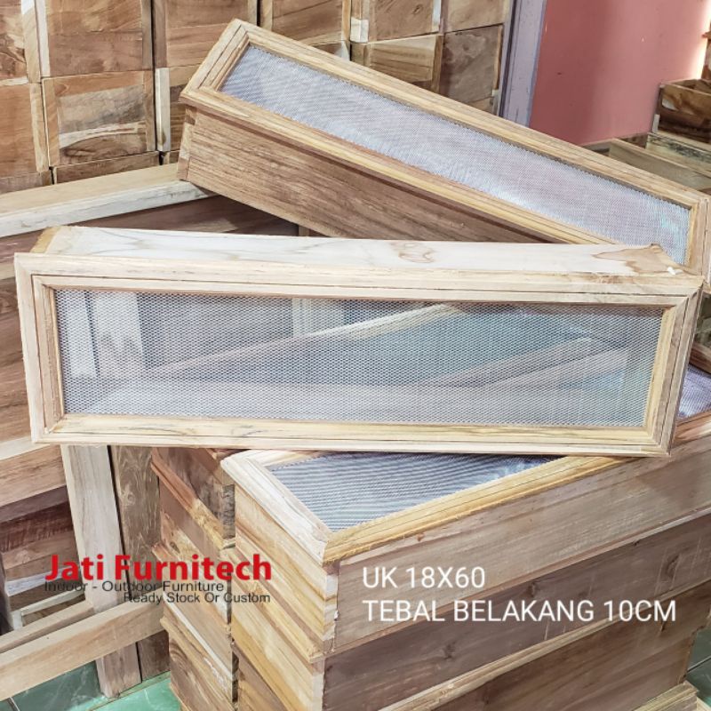 loster minimalis kayu jati - ukuran 15x60 - kawat nyamuk almunium
