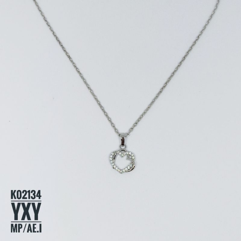 Kalung Yaxiya Zircon Love Silver K02134