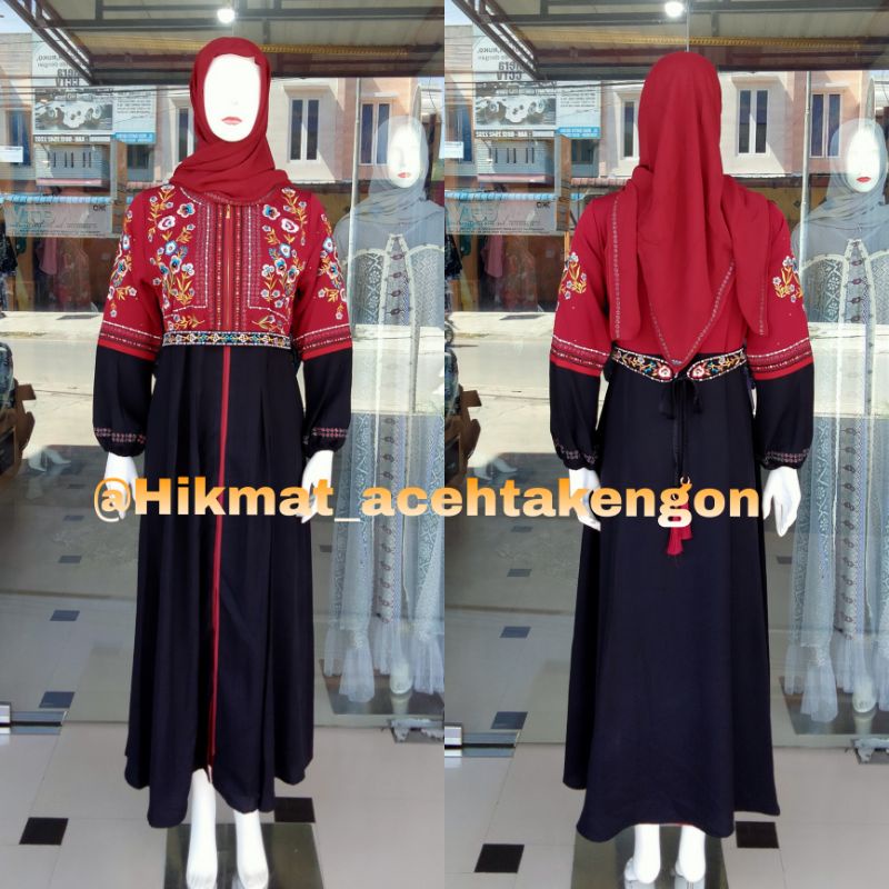 Abaya Hikmat Kode A3955 Colour Maroon