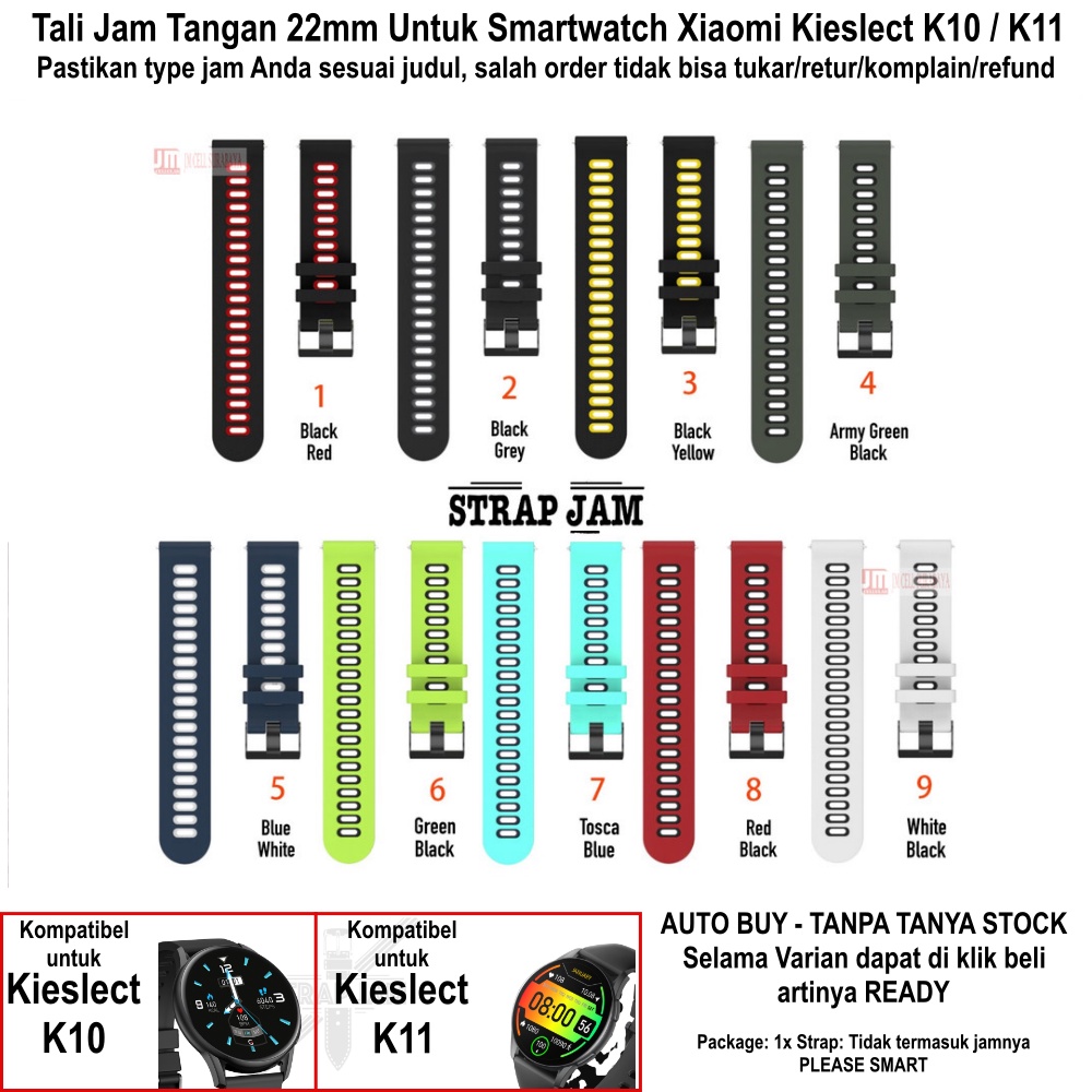 DUAL TONE Strap Xiaomi Kieslect K10 K11 - Tali Jam Tangan 22mm Rubber Dua Warna