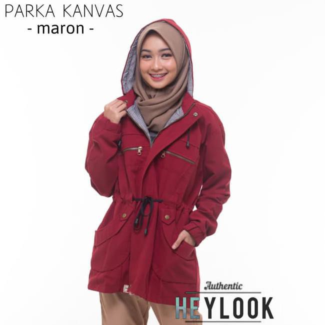 Jaket Parka Jumbo Big Size Wanita Xl Xxl Bomber Parasut Cewek Blazer - Green Army, All Size Kode 755