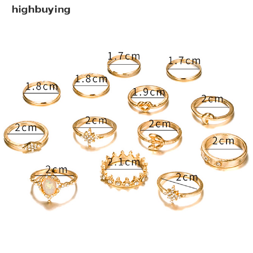 Hbid 13pcs / set Cincin Buku Jari Aneka Bentuk Warna Silver Untuk Wanita