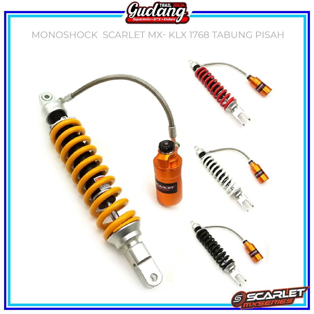 Shock Belakang Monoshock Scarlet KLX 1768 CRF 150L 1758 WR 155 1778 Double Adjuster Tabung Pisah