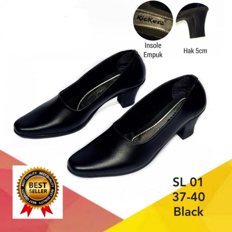 Terbaru Sepatu Kerja Pantofel Wanita Kickers / Sepatu Kantor Wanita Hitam / Sepatu Kerja Guru Kickers