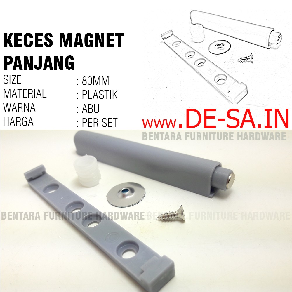 80MM KECES TIP-ON  PUSH OPEN MAGNET PANJANG PUSH TO OPEN MZ-1326 DAMPER BUFFER PUSH OPEN MINI LATCH CATCH PINTU KABINET CUPBOARD