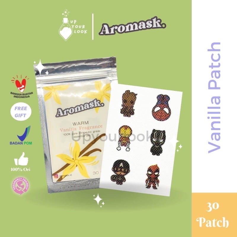 Aromask Sticker Masker Aroma Patch Freshcare Eucalyptus Patch /Stiker Masker Aromaterapi Lemon, Apple, Vanilla, Eucalyptus isi 6, 12, 18, 24 dan 30pcs