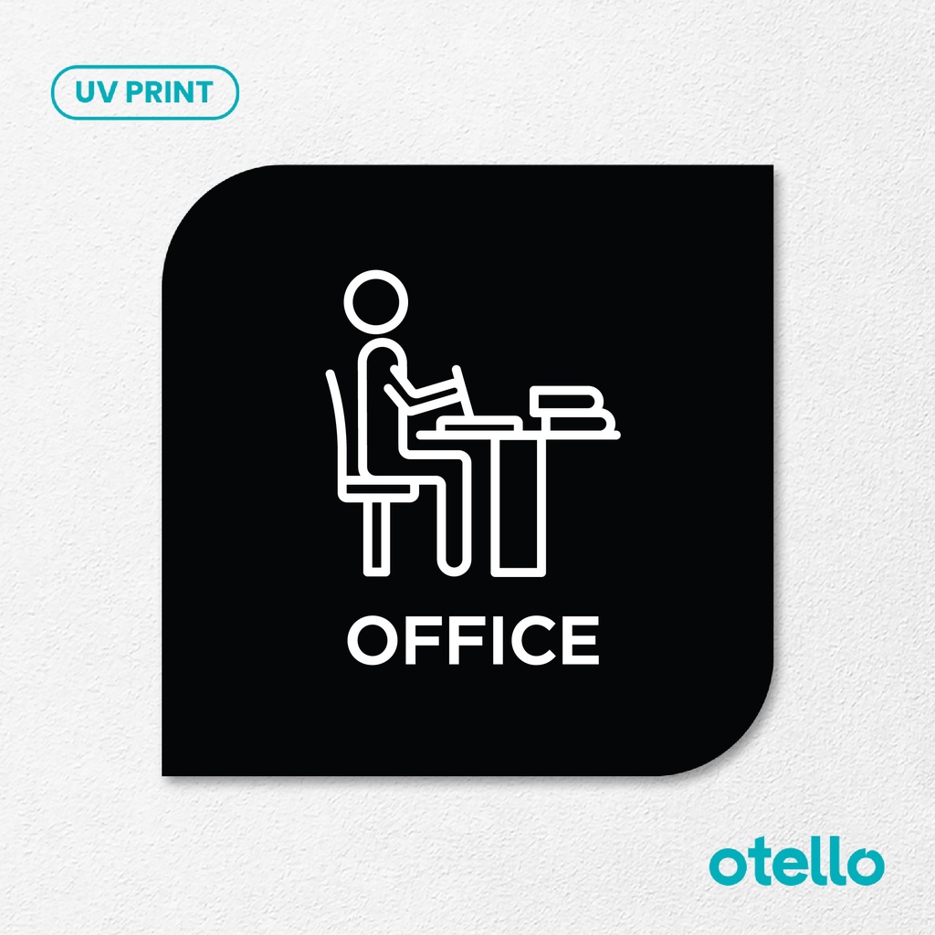 Office Sign Board Akrilik Tempel Signage Dinding Sticker Papan Acrylic Restoran Wall Stiker Dinding Petunjuk Toko Cafe