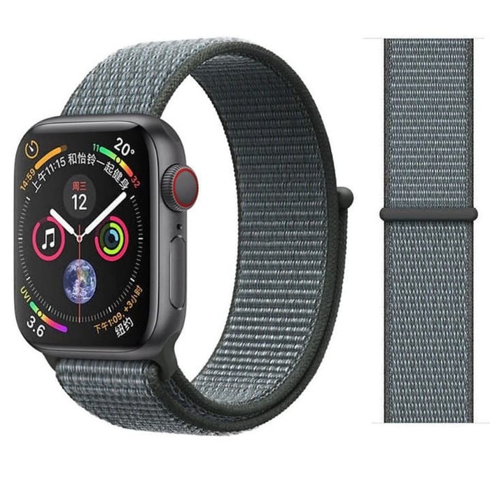 Strap Premium 38/40mm 42/44mm Bahan Nilon Untuk watch series 5/4/3/2/1-10#Storm Gray