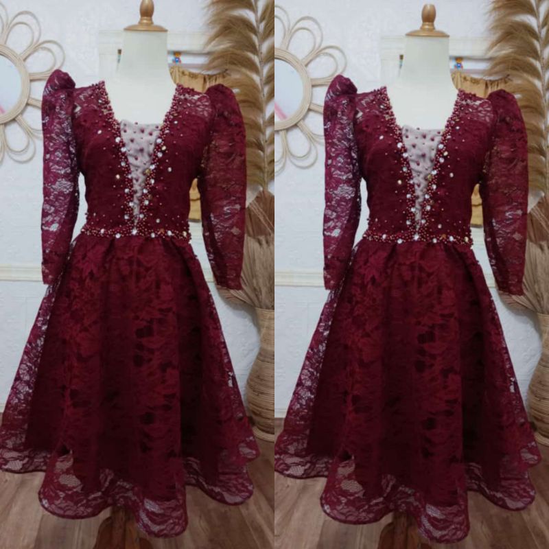 Ready stock Dress brukat pesta / baju singer penyanyi brokat