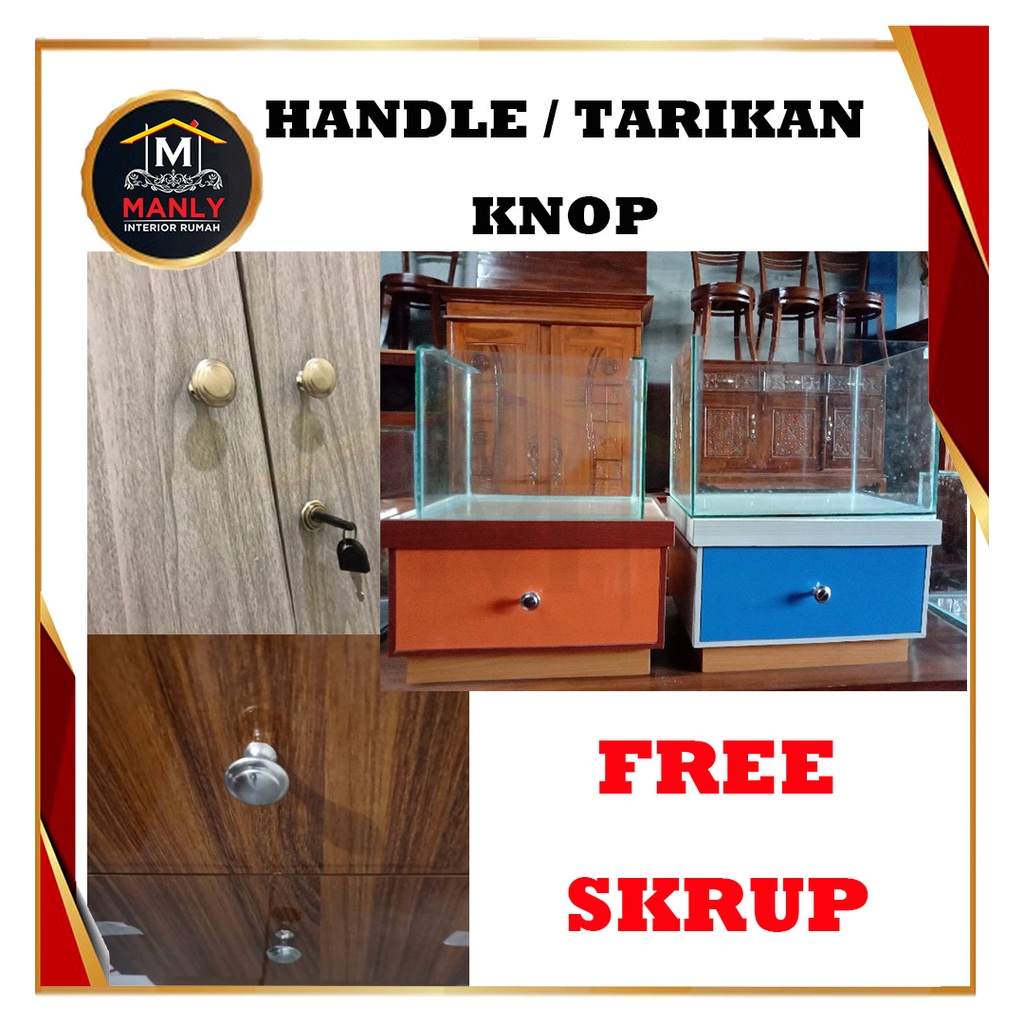 Tarikan Handel Handle Knob Pentol Bulat Laci / Lemari knob Stainless / Knop Baut Mur