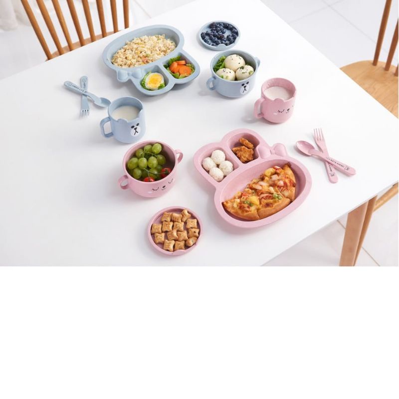 TAMHS Piring makan Rabbit plate 1set sendok garpu