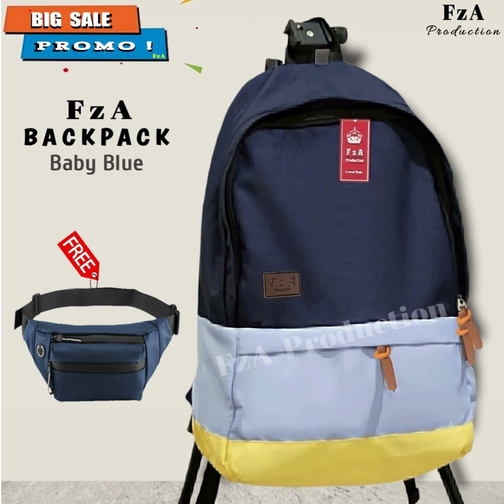 Big Promo..Tas Ransel Distro Casual Pria Wanita Tas Ransel Laptop Premium FREE Tas Waist Bag Trendy