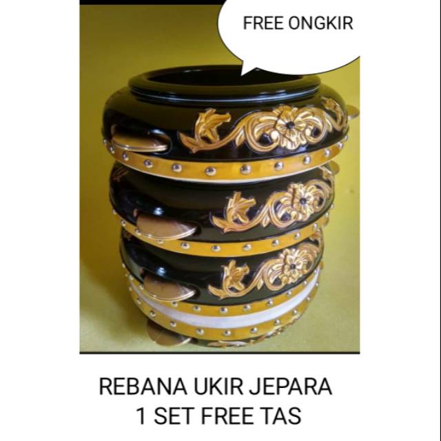 Rebana ukir Jepara 1 set banjari habib syech FREE ONGKIR