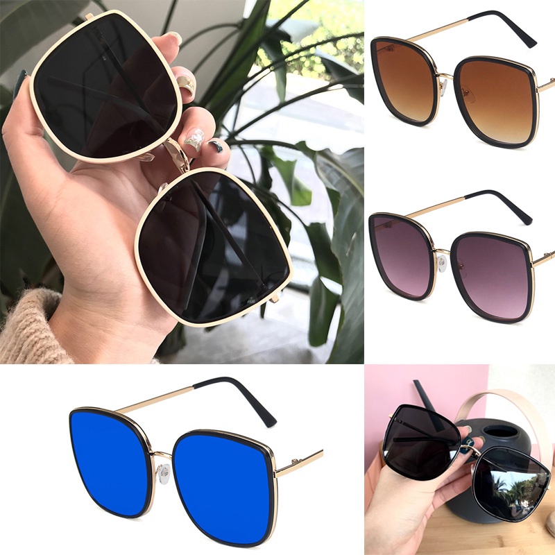 K1 Kacamata Gaya Perempuan Sunglasses Wanita Cewek Lensa Kotak Besar Hitam List Putih Square Korean Harajuku Japanese Style