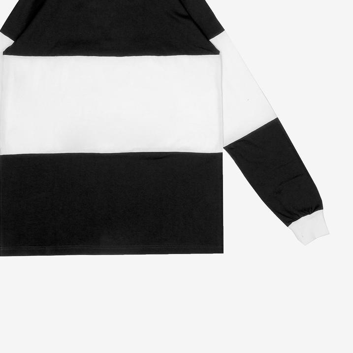 ☻ SMOOTH BASIC Vintage Rugby Polo Shirt - Black White ❆