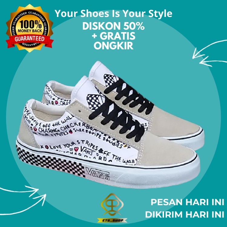 (BISA COD) VANS OLDSKOOL DIY BLACK TRUE WHITE WAFFLE DT BNIB / VANS OLDSKOOL PREMIUM / SEPATU VANS