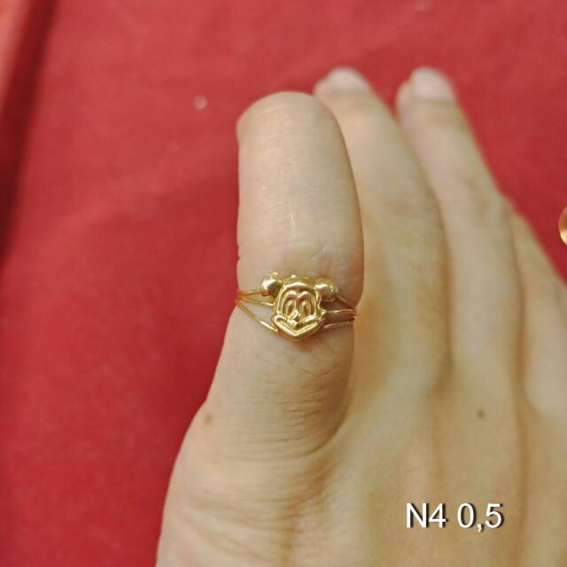 Cincin No 4 anak dan dewasa emas mas asli kadar 700 70% 22 1 satu gram z petir rante mickey permata cowok cewek