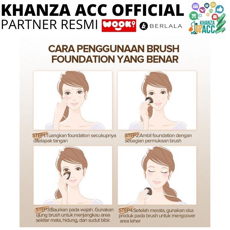 KHANZAACC BERLALA Professional Foundation Brush Bahan Halus Lembut BPOM