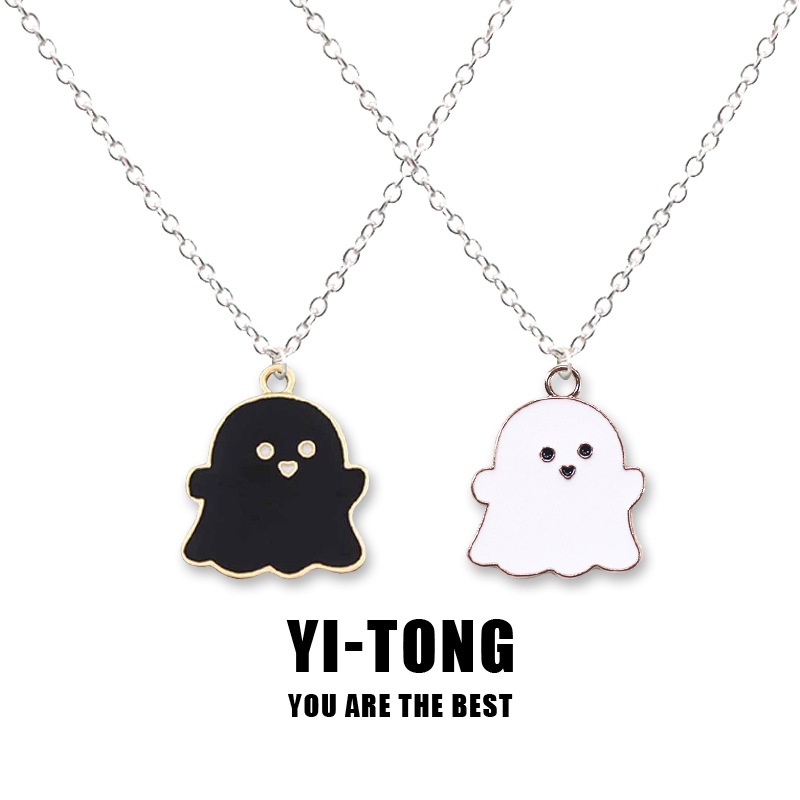 Kalung Desain Hantu Putih Gaya hip hop Untuk Wanita