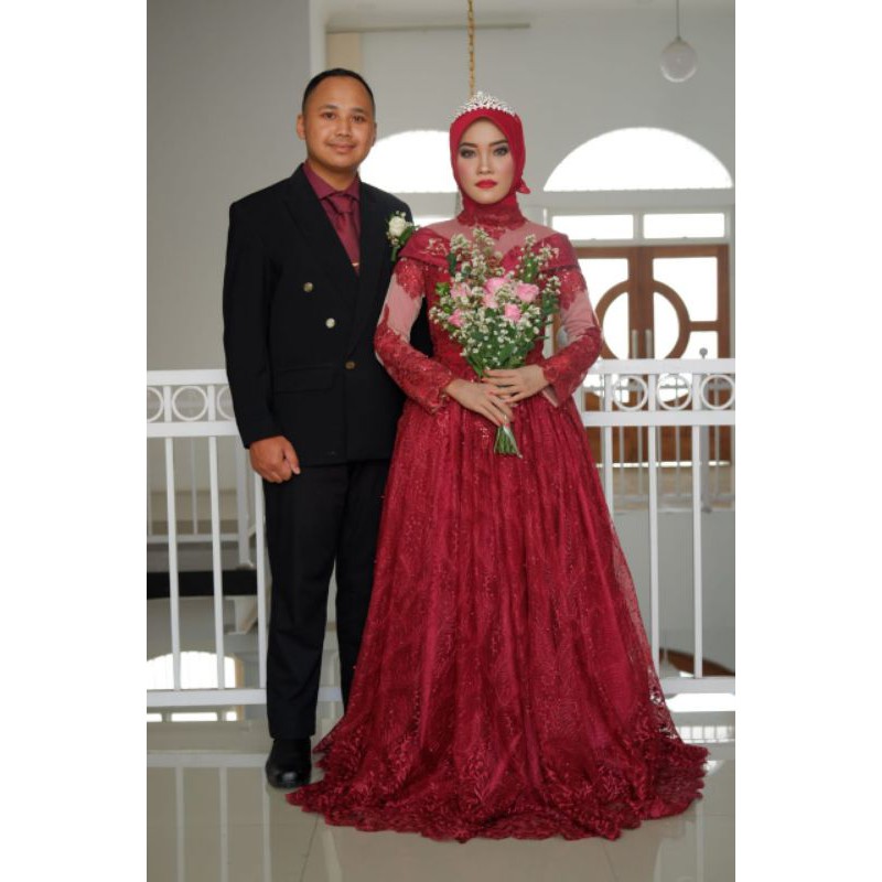 Gaun pengantin barby tile spider/tile akar mutiara