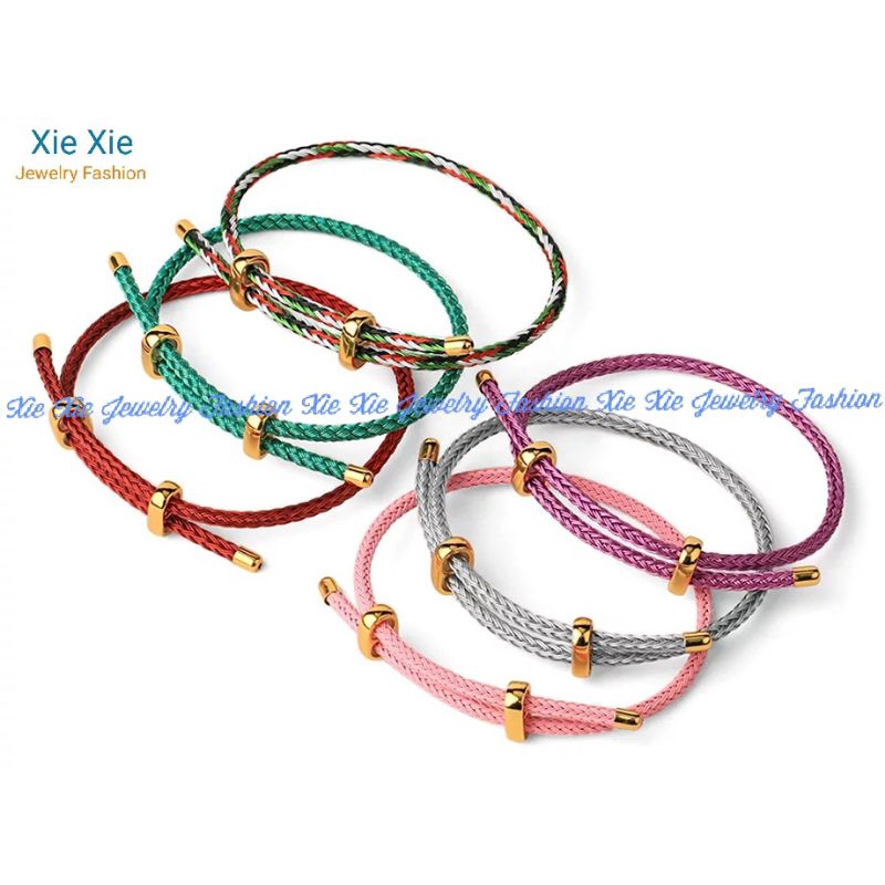 Gelang Tali Kawat Waterproof Gelang Charm Liontin Emas