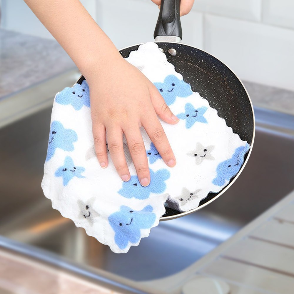 Kain Handuk Lap Piring BESAR  - Kain Lap Pembersih SERBAGUNA  - Lap Dapur Bahan CORAL FLEECE