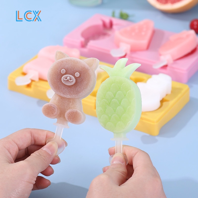 LCX Cetakan Ice Cream Silikon / Ice Cream Mold Es Loli DIY Lucu Unik Bunga Tray Cetakan Es Batu Ice VS-99