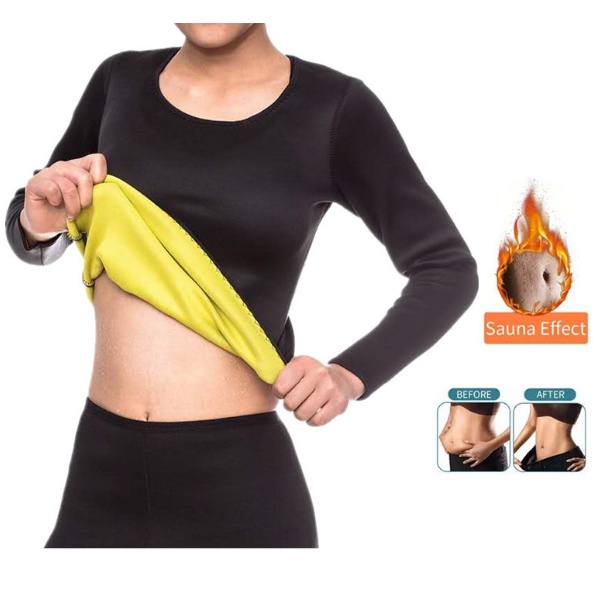 Baju Kaos Pembakar Lemak Lengan Panjang Wanita Pria Korset Pelangsing Perut Pembentuk Tubuh Original