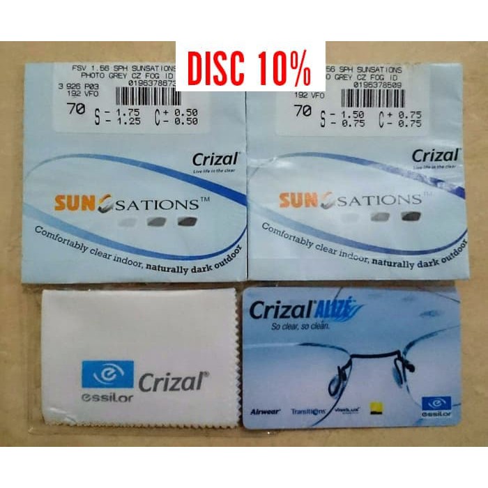 Lensa Frame Kacamata Essilor Transitions FSV 1.56 Sunsations Grey 100% Original Essilor