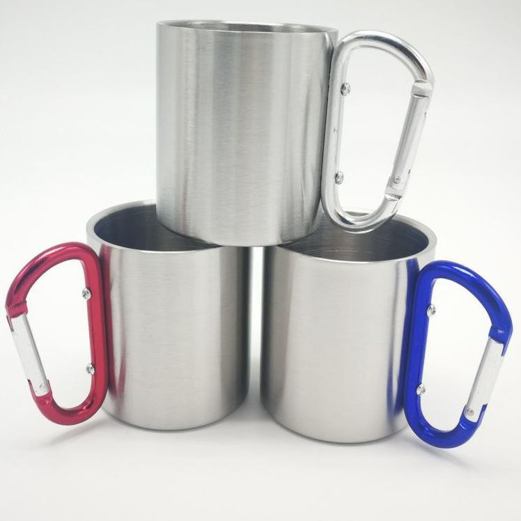 Gelas Mug Carabiner Stainless Steel 220 ml / gelas camping mug carabiner