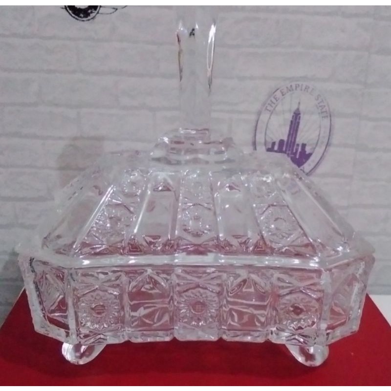 Capodimonte Toples kaca Tempat Permen kue kering (Besar) Clear/Gold