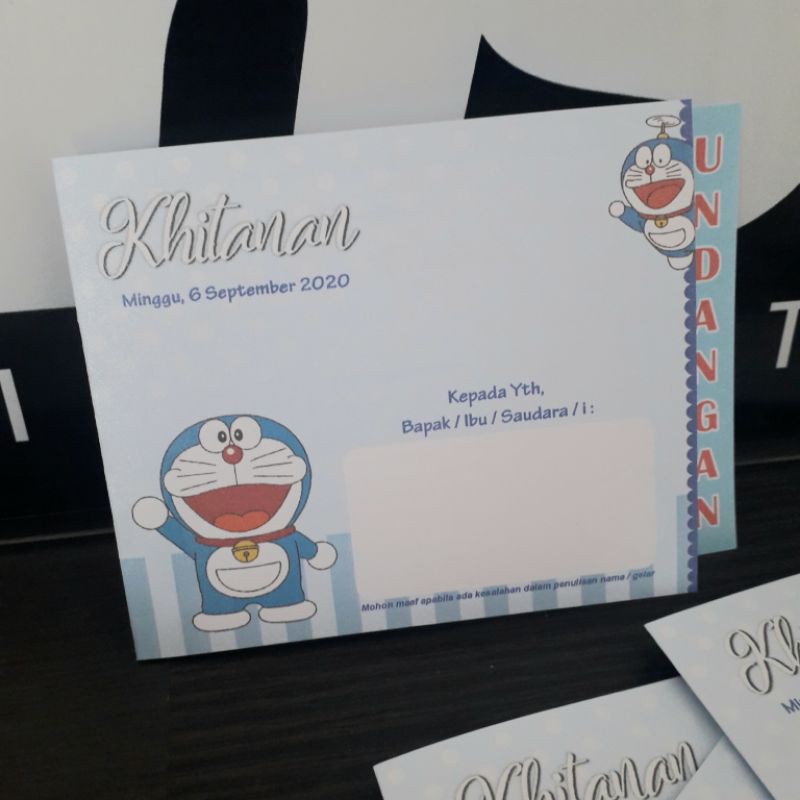 undangan doraemon mungil khitanan pernikahan cepat murah