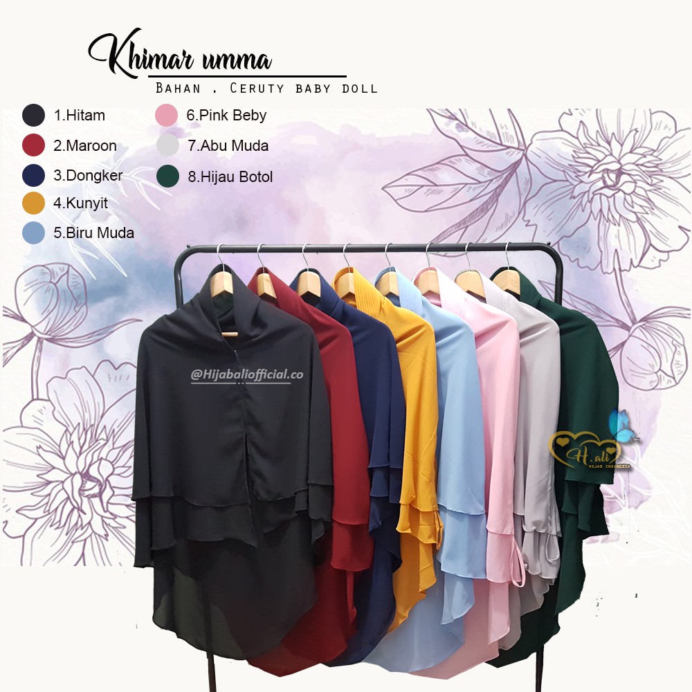 Kerudung Syari 2 Layer Khimar 2 Layer Jumbo Jilbab Khimar Jumbo Jilbab Syari Serut Khimar  Umma U1