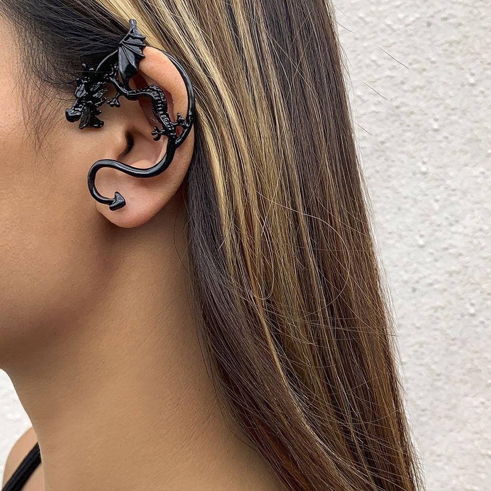 Lily Ear Clip Klip Tulang Telinga Gaya Gothpunk Tiga Dimensi Retro Pria Dan Wanita