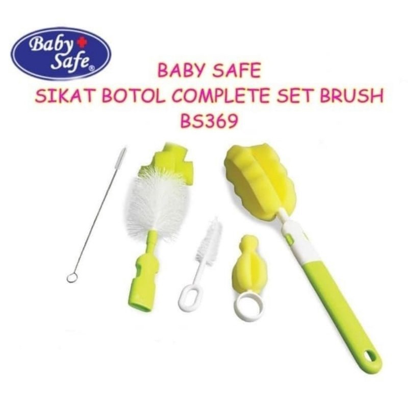 Baby Safe Complete Set Bottle Brush (BS369)/Sikat Botol Bayi Baby Safe