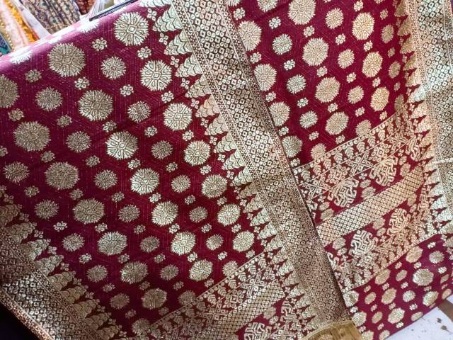 SONGKET TENUN MESIN MOTIF CANTIK MANIS REBUNG KRISTAL ATBM