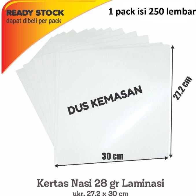 

DISKON Kertas Nasi / Burger Ala KFC POLOS 27.2 x 30 cm isi 250 pcs /pack ready