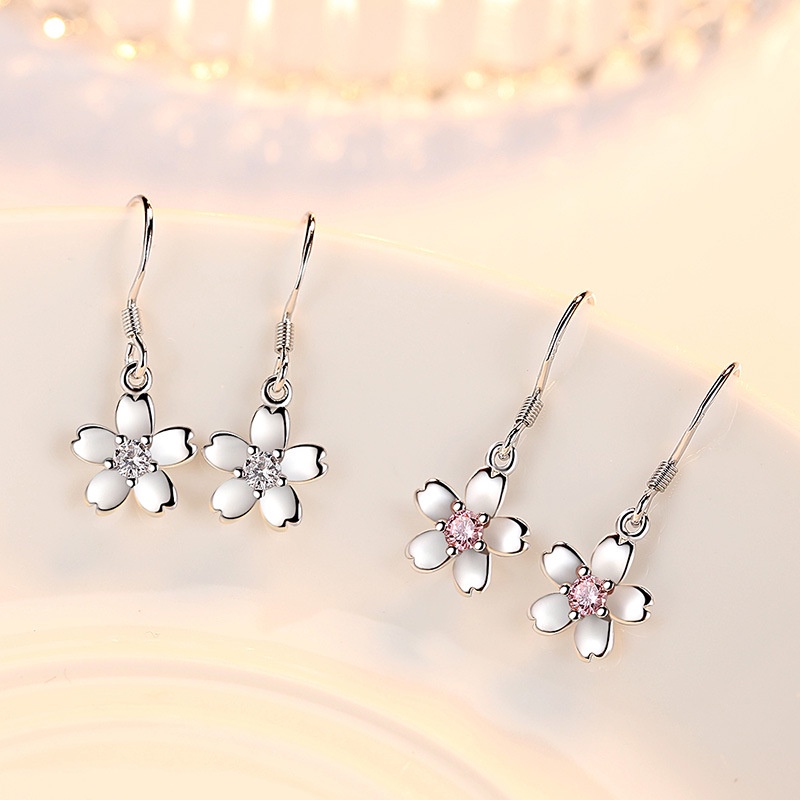 Anting Perak 925 Wanita Peach Blossom Anting-Anting Fashion Perhiasan