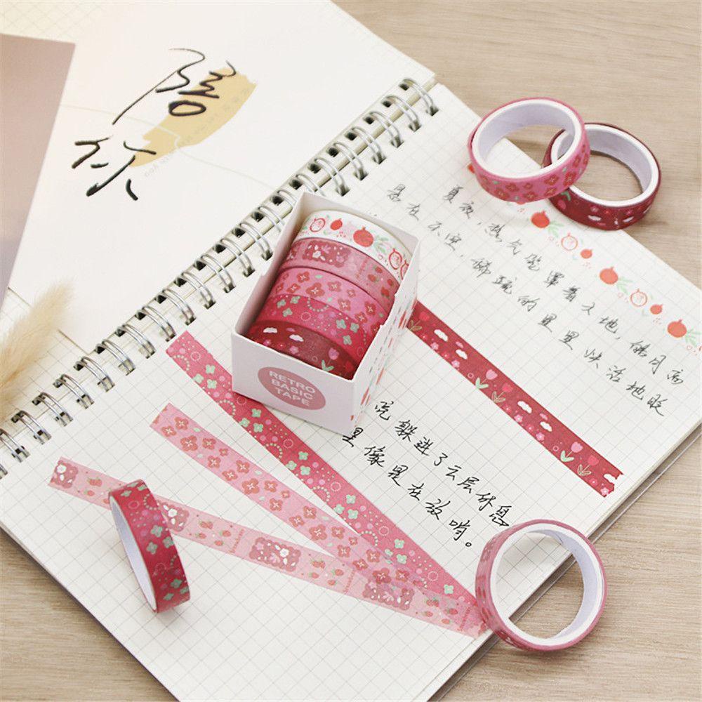 Nanas 5Rolls/box Washi Tape Perlengkapan Hias Alat Tulis Scrapbooking