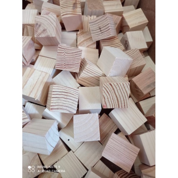WOODEN DADU BLOK 3x3x3 Kayu Pinus Jati Belanda Serat Jerman Kualitas Super Sudah Serut Halus Finishi