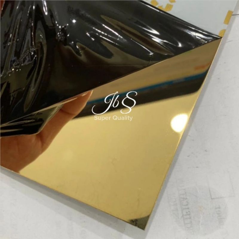 LIST PLAT STRIP MIRROR GOLD 250MM×305CMxT 0,8MM STAINLESS SS 201