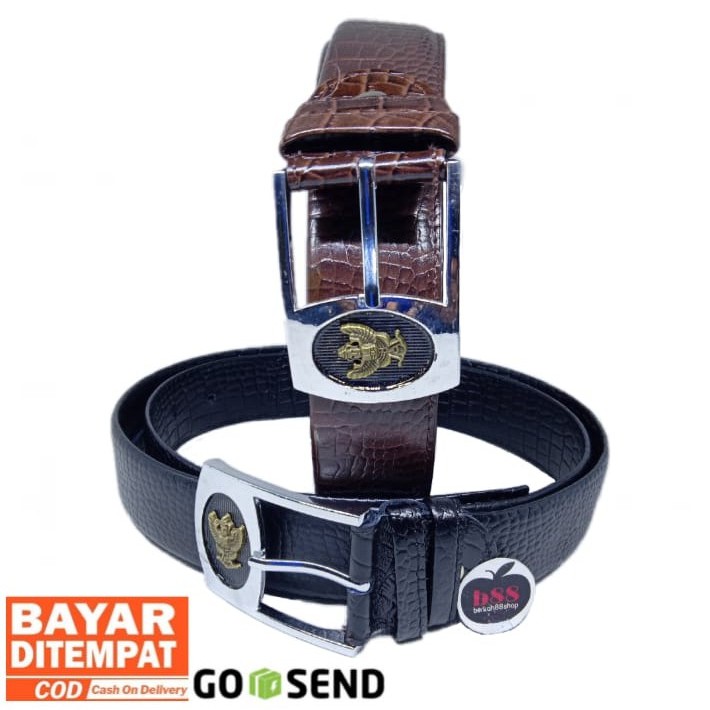 Ikat Pinggang Pria / Gesper Men Belt Resleting / Sabuk Kulit Motif Halus Dan Kulit Ular